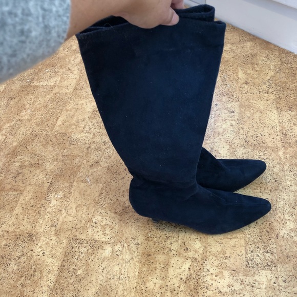 Navy Faux suede boots - Picture 3 of 3